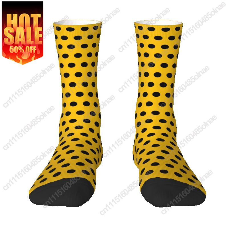 Dress Sock Men - Luksusowe, żółto-czarne skarpetki w grochy, męskie,